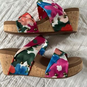 Corkys Floral Wedge Sandals - Multicolor